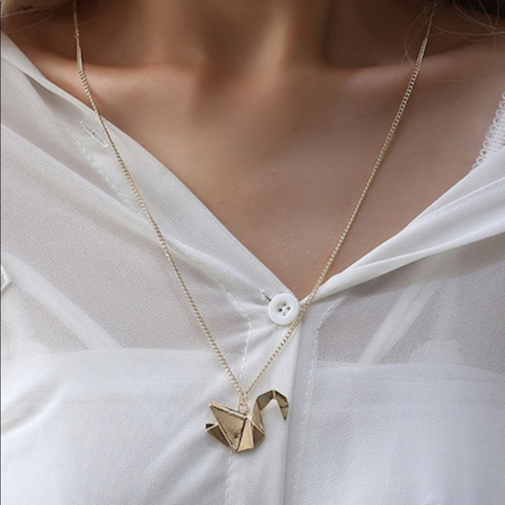 Origami Paper Crane Necklace / (OS) - Picture 2 of 4